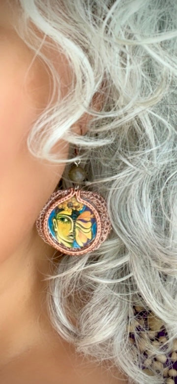 Pain and Passion Earrings - Copper crochet collection