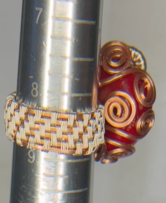 Enhanced Red Coral Statement Ring – Handwoven Wire Art