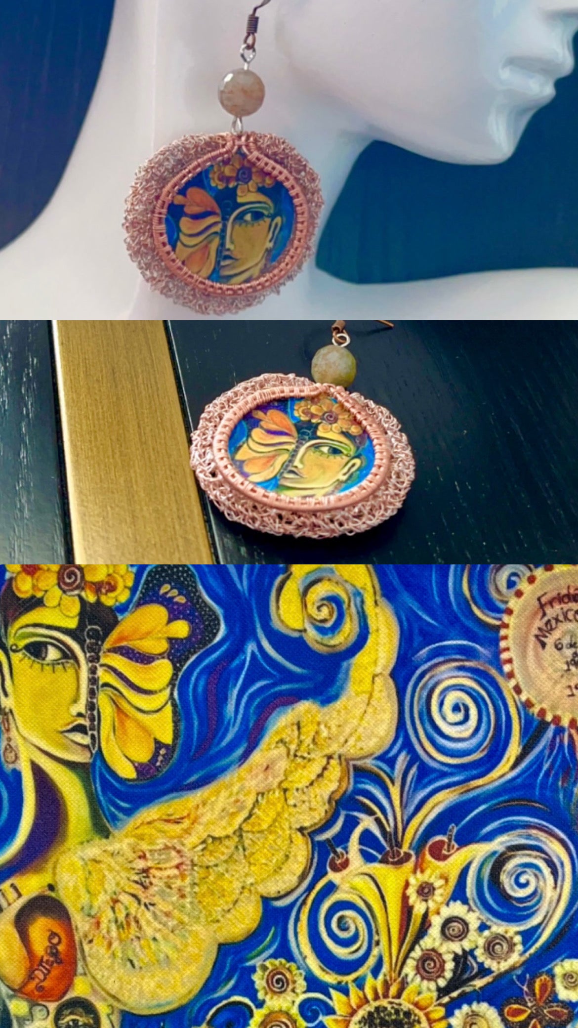 Pain and Passion Earrings - Copper crochet collection