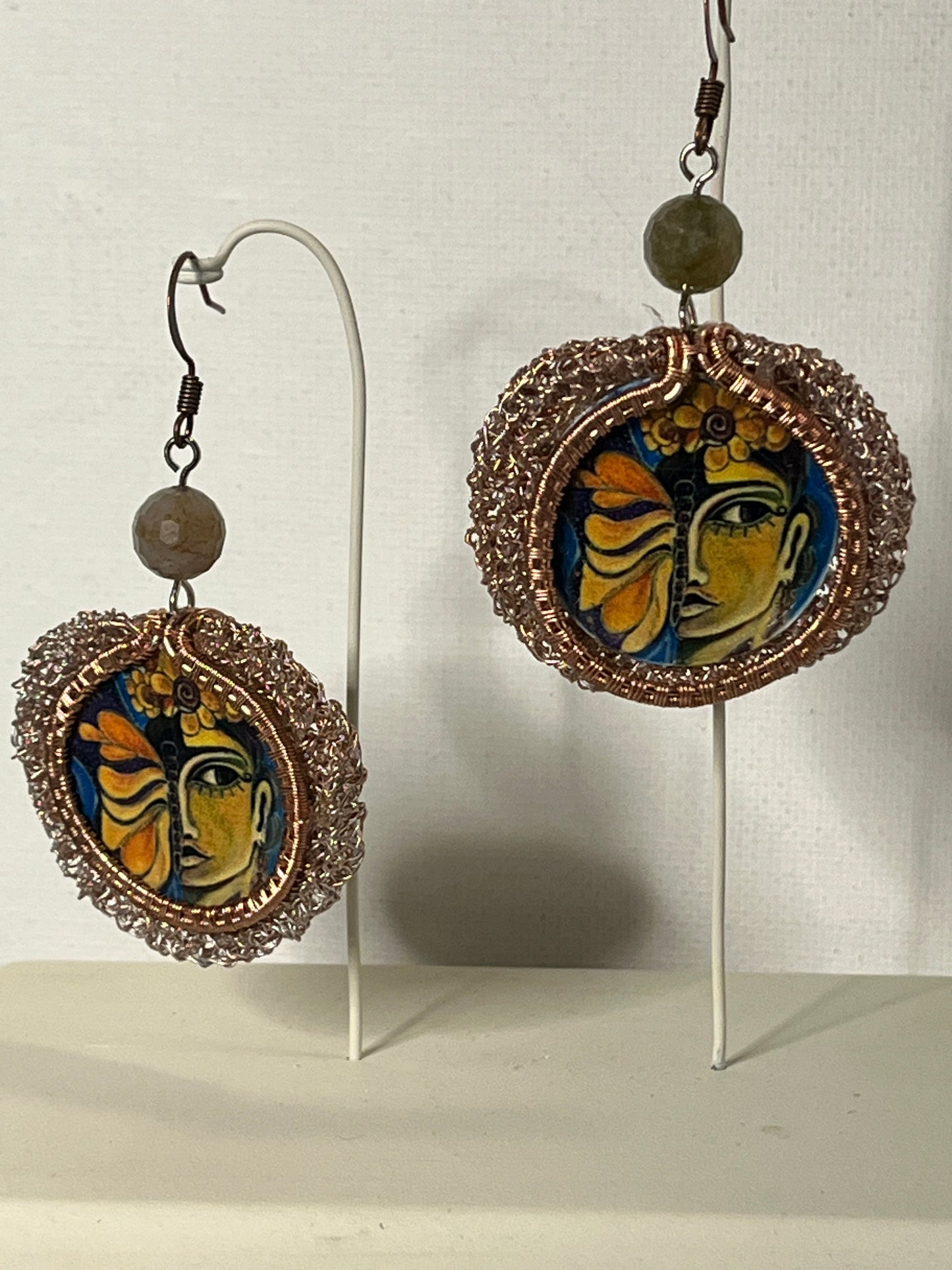 Pain and Passion Earrings - Copper crochet collection