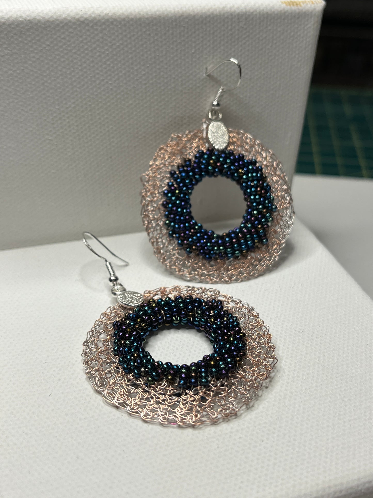 Earrings- Copper wire crochet- Christmas collection no.3