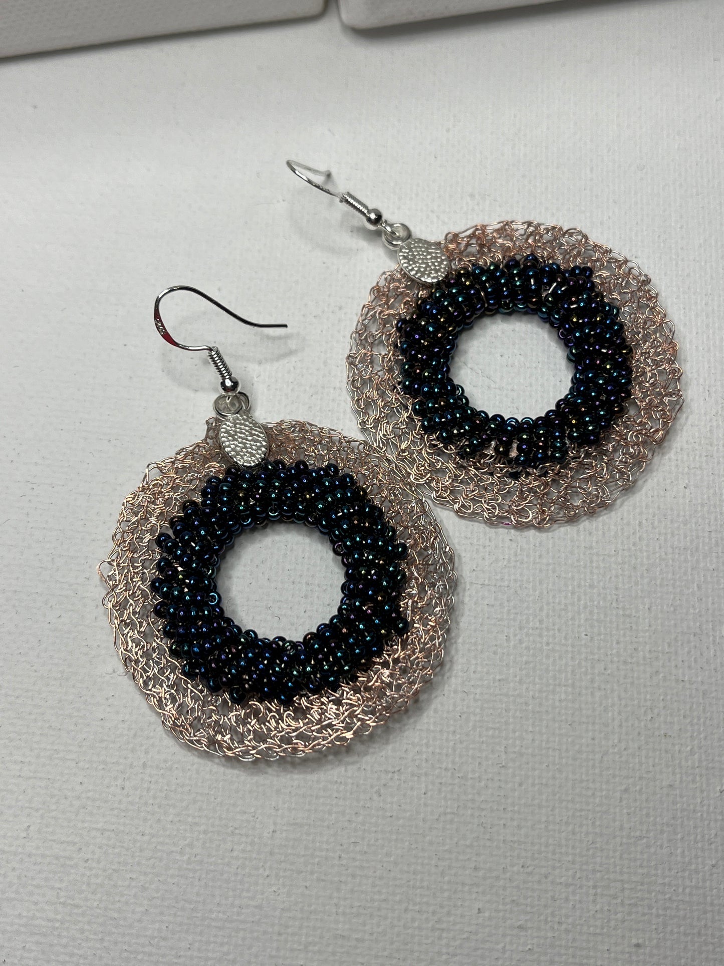 Earrings- Copper wire crochet- Christmas collection no.3