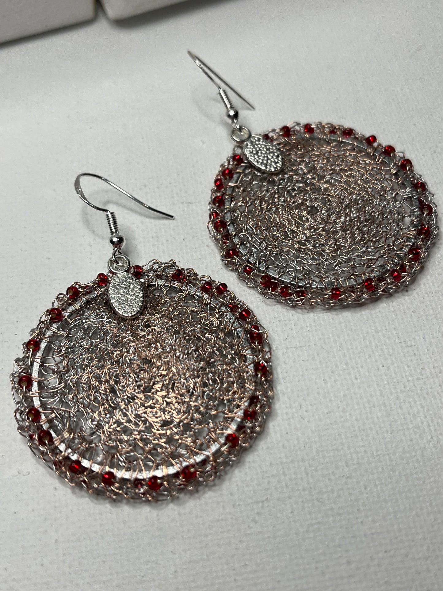 Earrings- Copper wire crochet - Christmas Collection no.2