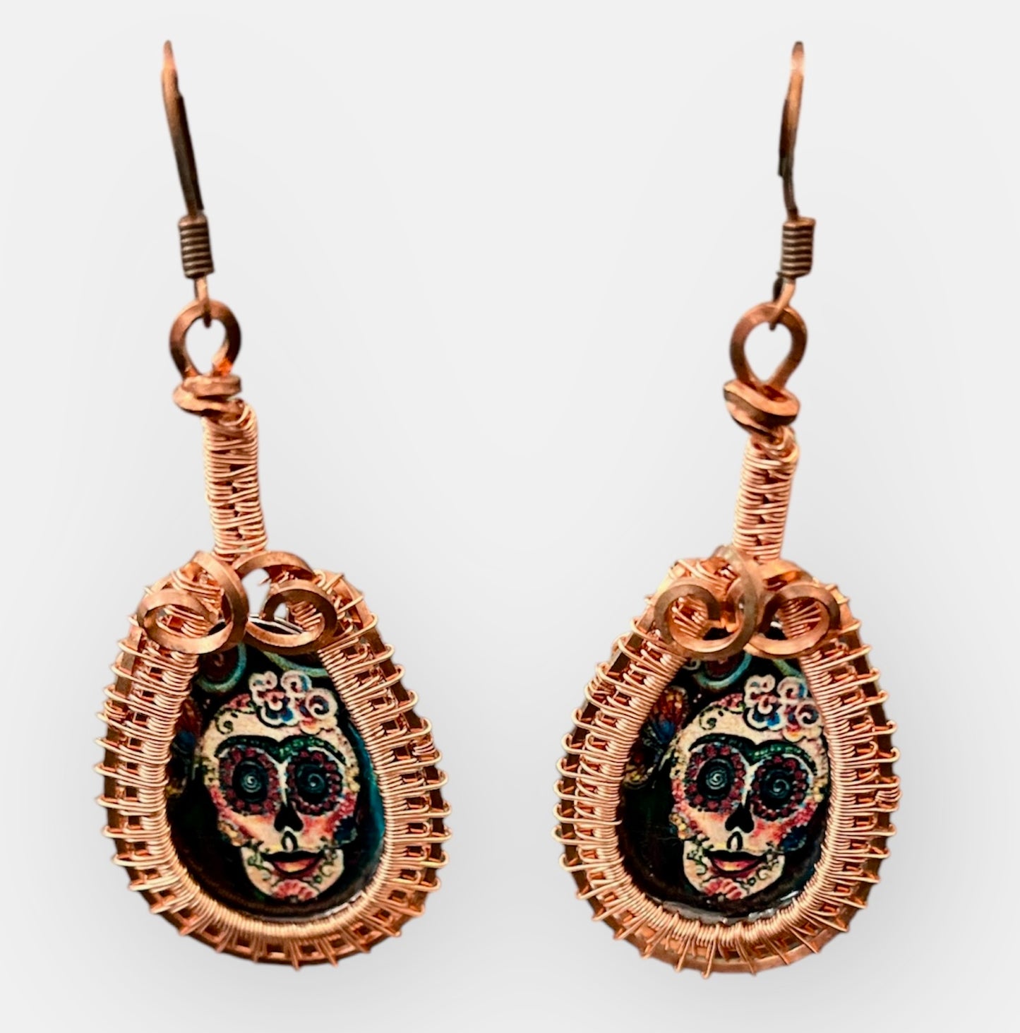 Earrings Copper- Skull Dia de los Muertos No.1