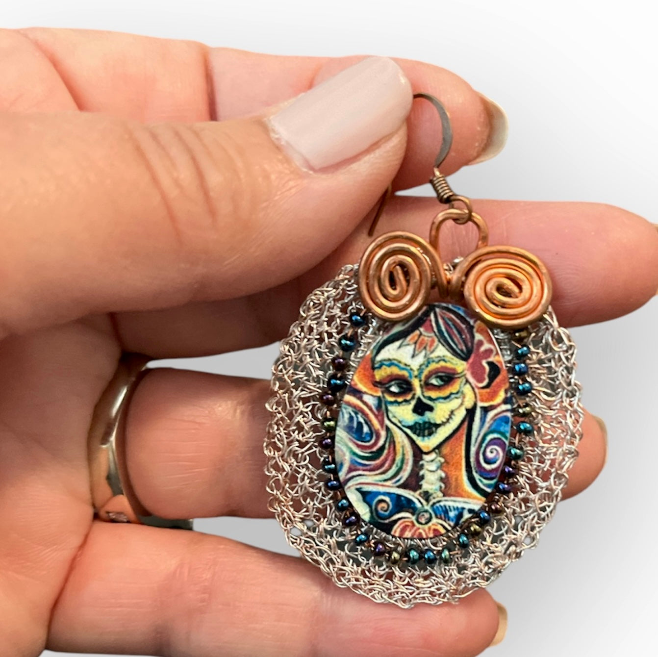 Copper wire earrings-Catrina no.1