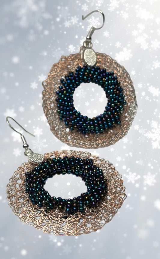 Earrings- Copper wire crochet- Christmas collection no.3