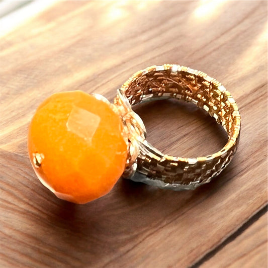 Orange Aventurine Statement Ring