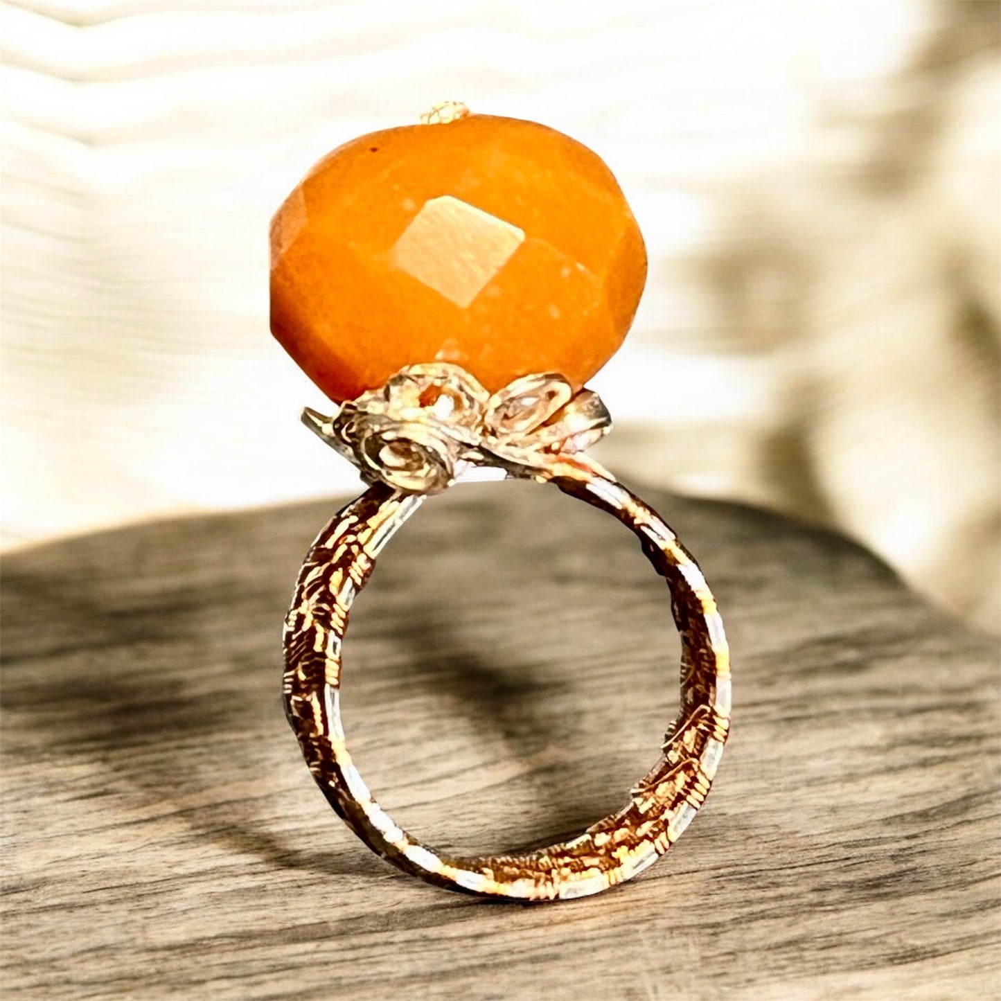 Orange Aventurine Statement Ring