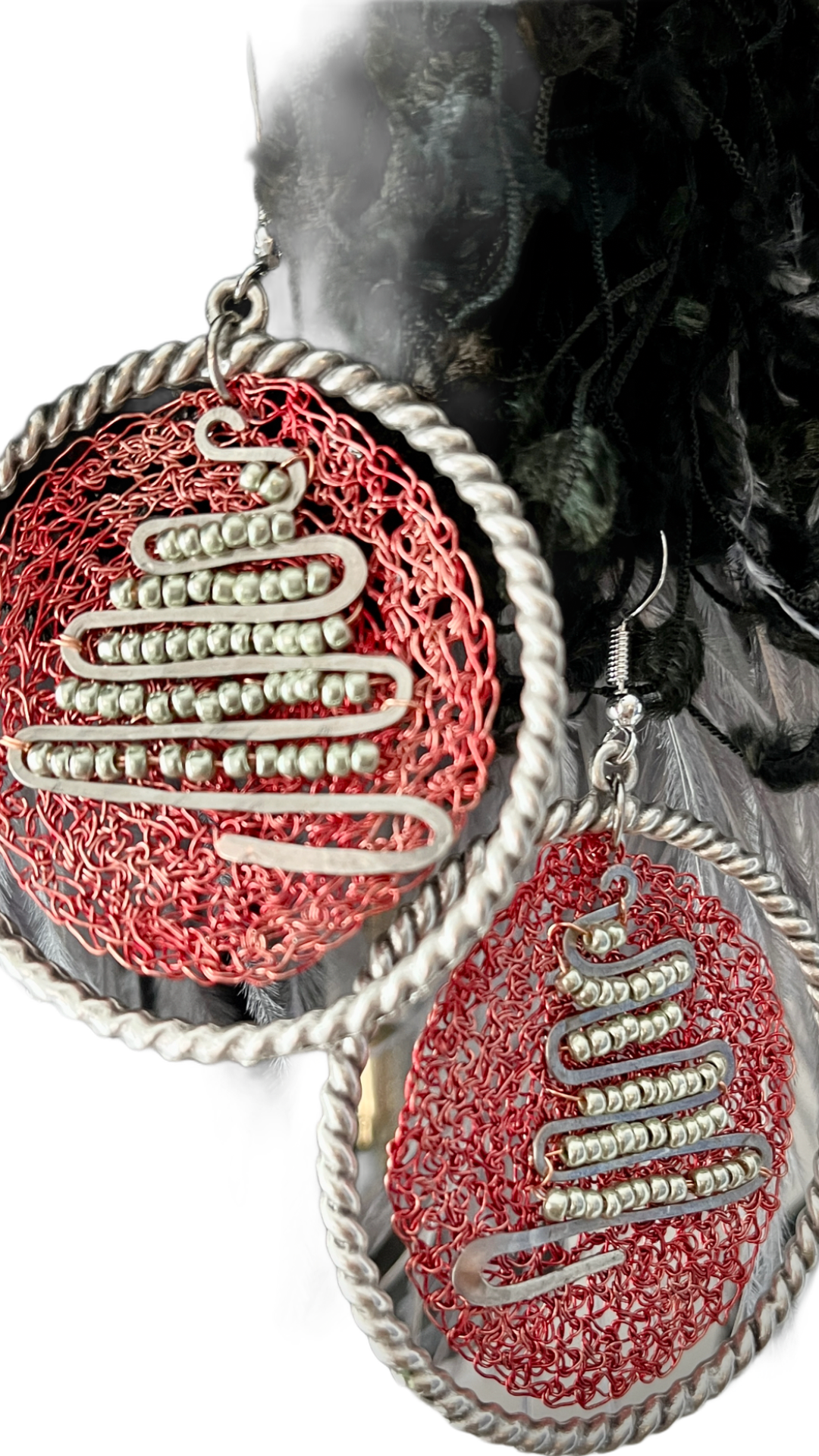 Earrings- Copper wire crochet- Christmas Collection N0.1